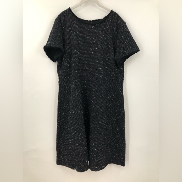 NWT Loft Plus 16 tweed fit and flare dress black white size zipper 0941 - Picture 2 of 14